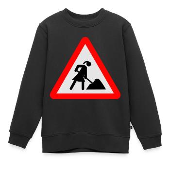 Frau auf Baustelle - Kinder Premium Organic Sweatshirt - Schwarz - Vorne - AI Model Kid Female (0cm)