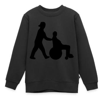Altenpfleger schiebt Senior im Rollstuhl - Kinder Premium Organic Sweatshirt - Schwarz - Vorne - AI Model Kid Female (0cm)