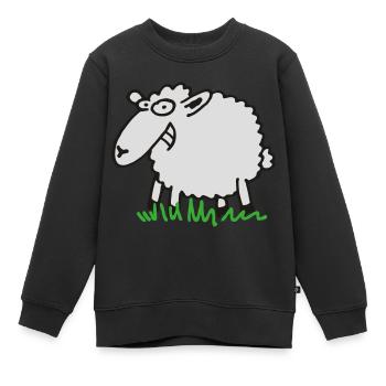 Grinsendes Schaf - Kinder Premium Organic Sweatshirt - Schwarz - Vorne - AI Model Kid Female (0cm)