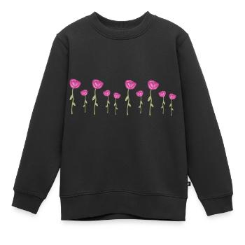 rosen pink blumen pflanzen - Kinder Premium Organic Sweatshirt - Schwarz - Vorne - AI Model Kid Female (0cm)