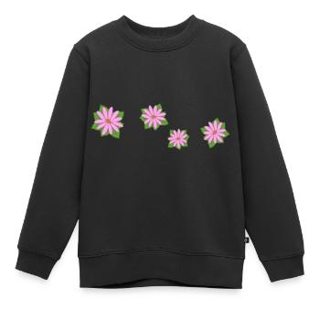 vier blumen rosa - Kinder Premium Organic Sweatshirt - Schwarz - Vorne - AI Model Kid Female (0cm)