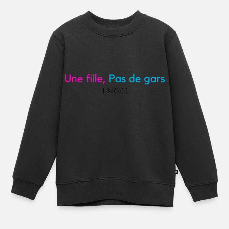 Une fille, Pas de gars - Sweat Premium enfant bio - noir