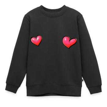 deux cœurs cœur rose coeur - Sweat Premium enfant bio - noir - Devant - AI Model Kid Female (0cm)