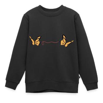 Schmetterling roter faden symbol tier - Kinder Premium Organic Sweatshirt - Schwarz - Vorne - AI Model Kid Female (0cm)