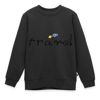 reise rakete fliegen auswandern - Kinder Premium Organic Sweatshirt - Schwarz - Vorne - AI Model Kid Female (0cm)