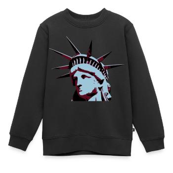 Lady Liberty - Kinder Premium Organic Sweatshirt - Schwarz - Vorne - AI Model Kid Female (0cm)