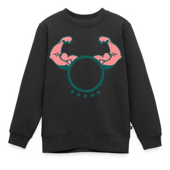 Arm Arm Muskel Bodybuilding logo2 - Kinder Premium Organic Sweatshirt - Schwarz - Vorne - AI Model Kid Female (0cm)
