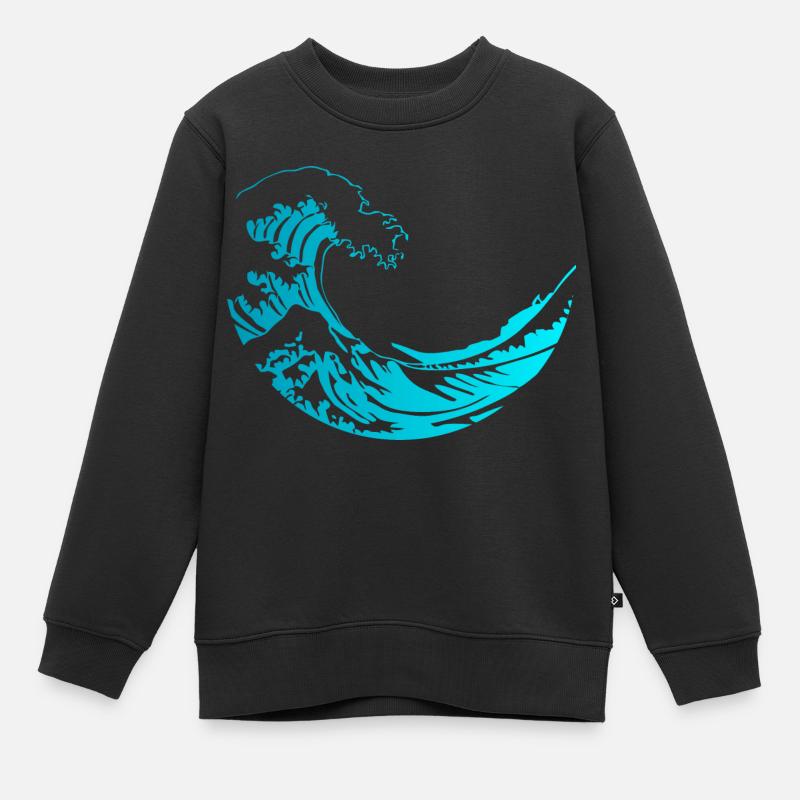 GROSSE WELLE VON KANAGAWA - Kinder Premium Organic Sweatshirt - Schwarz