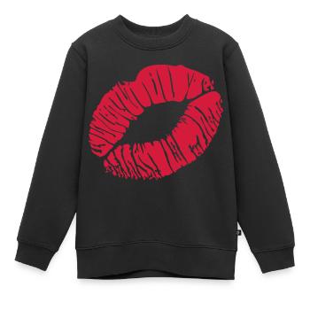 kussmund - Kinder Premium Organic Sweatshirt - Schwarz - Vorne - AI Model Kid Female (0cm)
