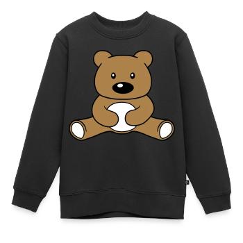 baer suess niedlich sitzen klein comic cartoon cli - Kinder Premium Organic Sweatshirt - Schwarz - Vorne - AI Model Kid Female (0cm)