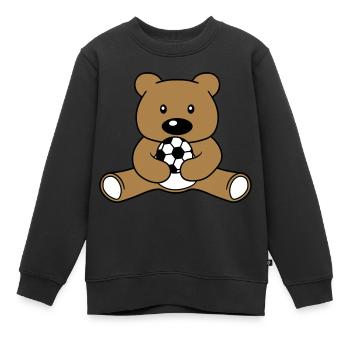 fussball spielen sport verein ball baer suess nied - Kinder Premium Organic Sweatshirt - Schwarz - Vorne - AI Model Kid Female (0cm)