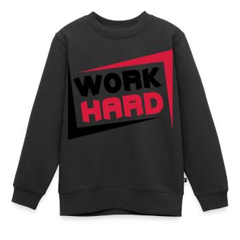 Work Hard - Kids Premium Organic Sweatshirt - black - Front - AI Model Kid Female (0cm)