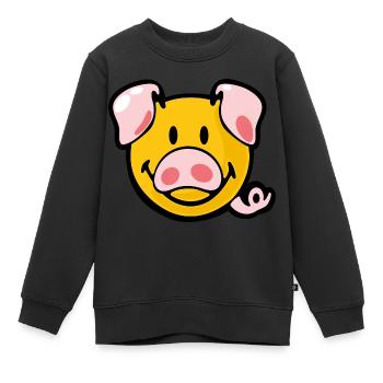 Smiley Pig - Kinder Premium Organic Sweatshirt - Schwarz - Vorne - AI Model Kid Female (0cm)