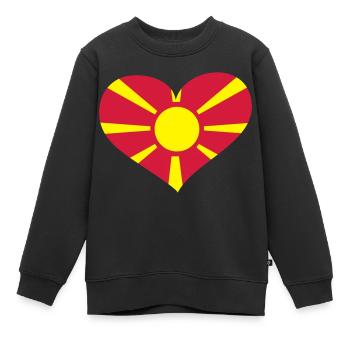 Mazedonien Herz; Heart Macedonia - Kinder Premium Organic Sweatshirt - Schwarz - Vorne - AI Model Kid Female (0cm)