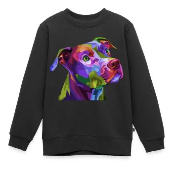 Colorful pit bull - Kids Premium Organic Sweatshirt - black - Front - AI Model Kid Female (0cm)