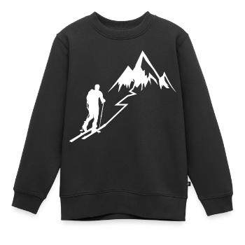 Ski tour de ski ski ski randonnée randonnée - Sweat Premium enfant bio - noir - Devant - AI Model Kid Female (0cm)