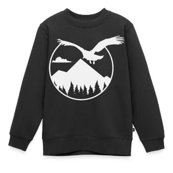 Aigles et montagnes - Eagle and Mountain - Sweat Premium enfant bio - noir - Devant - AI Model Kid Female (0cm)