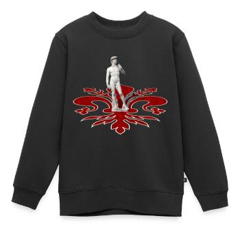 David von Michelangelo und rote Lilie von Florenz - Kinder Premium Organic Sweatshirt - Schwarz - Vorne - AI Model Kid Female (0cm)