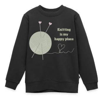 Stricken ist mein glücklicher Ort - Kinder Premium Organic Sweatshirt - Schwarz - Vorne - AI Model Kid Female (0cm)