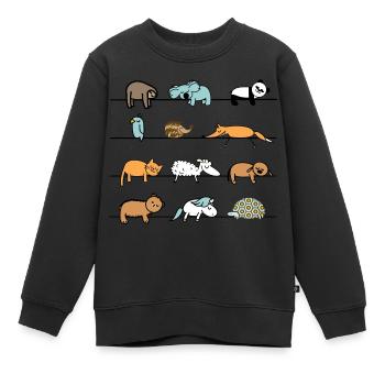 Lustige Faule Tiere schlafen - Kinder Premium Organic Sweatshirt - Schwarz - Vorne - AI Model Kid Female (0cm)