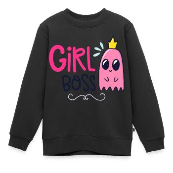 Girl Boss - Sweat Premium enfant bio - noir - Devant - AI Model Kid Female (0cm)