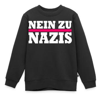 Nein zu nazis - Kinder Premium Organic Sweatshirt - Schwarz - Vorne - AI Model Kid Female (0cm)