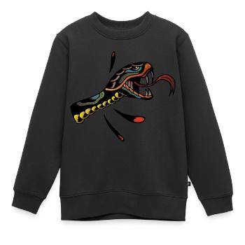 serpent vipere langue tatouage old school tattoo - Sweat Premium enfant bio - noir - Devant - AI Model Kid Female (0cm)