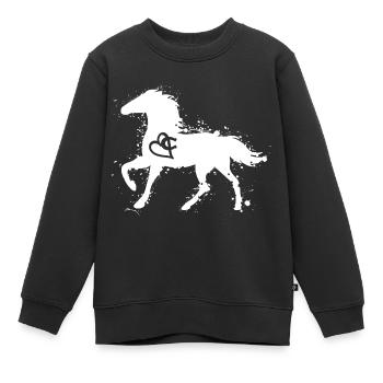 Pferde Pferd reiten - Kinder Premium Organic Sweatshirt - Schwarz - Vorne - AI Model Kid Female (0cm)