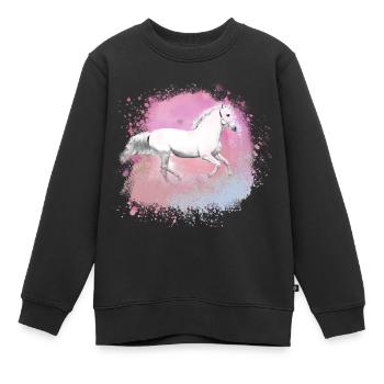 Schimmel, Pferd,weisses Pferd, Graffiti, Malerei - Kinder Premium Organic Sweatshirt - Schwarz - Vorne - AI Model Kid Female (0cm)