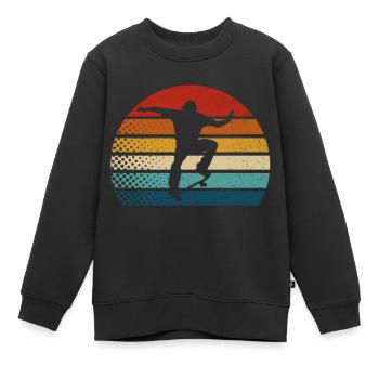Skateur Skateboard Skate Skater Rétro Skate - Sweat Premium enfant bio - noir - Devant - AI Model Kid Female (0cm)