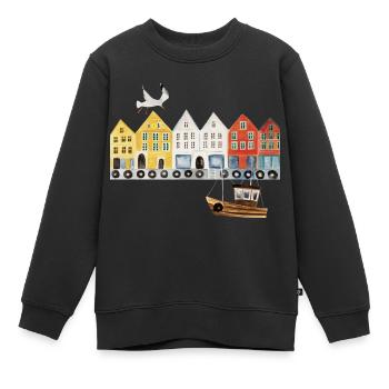 Bergen Norwegen - Kinder Premium Organic Sweatshirt - Schwarz - Vorne - AI Model Kid Female (0cm)