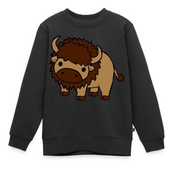 Süßes großes Bison - Kinder Premium Organic Sweatshirt - Schwarz - Vorne - AI Model Kid Female (0cm)