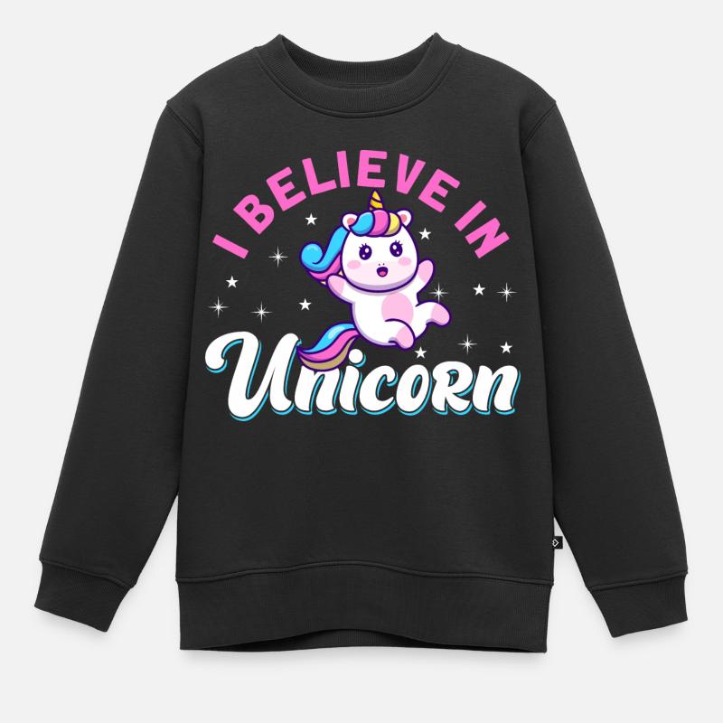 Einhorn - Kinder Premium Organic Sweatshirt - Schwarz