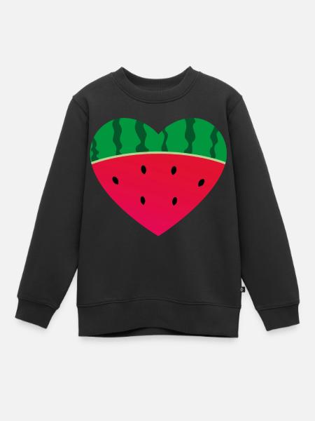 Cœur melon - Sweat Premium enfant bio - noir