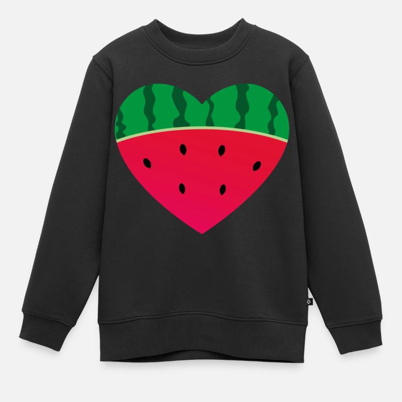 Cœur melon - Sweat Premium enfant bio - noir