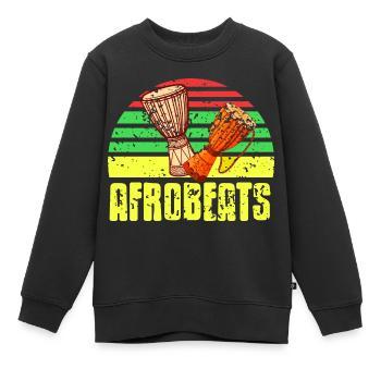 Rétro Vintage Afrobeats Djembe Design T-Shirt - Sweat Premium enfant bio - noir - Devant - AI Model Kid Female (0cm)