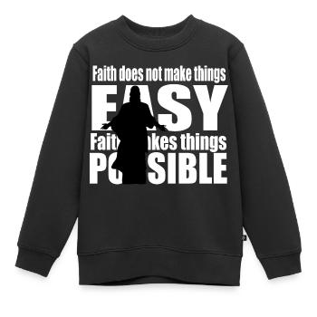 Citation de foi - Sweat Premium enfant bio - noir - Devant - AI Model Kid Female (0cm)