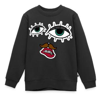 visage abstrait drôle et créatif - Sweat Premium enfant bio - noir - Devant - AI Model Kid Female (0cm)