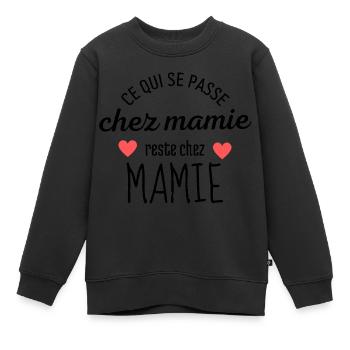 Ce qui se passe chez mamie reste chez mamie - Sweat Premium enfant bio - noir - Devant - AI Model Kid Female (0cm)