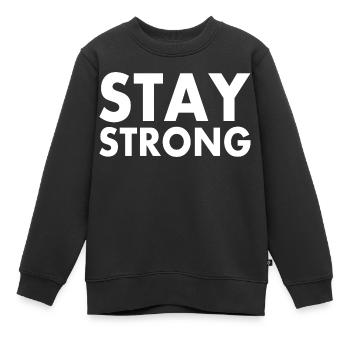 Stay strong - Sweat Premium enfant bio - noir - Devant - AI Model Kid Female (0cm)