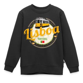 Lisbonne Portugal avec Retro Tram Vintage Souvenir - Sweat Premium enfant bio - noir - Devant - AI Model Kid Female (0cm)