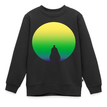 birne in gruen - Kinder Premium Organic Sweatshirt - Schwarz - Vorne - AI Model Kid Female (0cm)