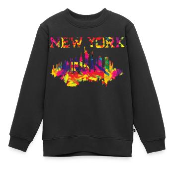New York aux couleurs vives - Sweat Premium enfant bio - noir - Devant - AI Model Kid Female (0cm)