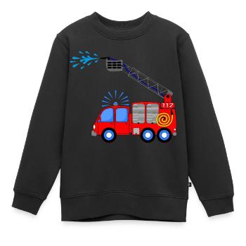 Feuerwehrfahrzeug mit Leiter und Wasser Kinder - Kinder Premium Organic Sweatshirt - Schwarz - Vorne - AI Model Kid Female (0cm)