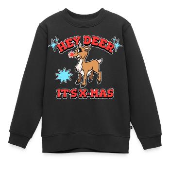 Hey Deer It's X-Mas - Christmas Motif - Kids Premium Organic Sweatshirt - black - Front - AI Model Kid Female (0cm)