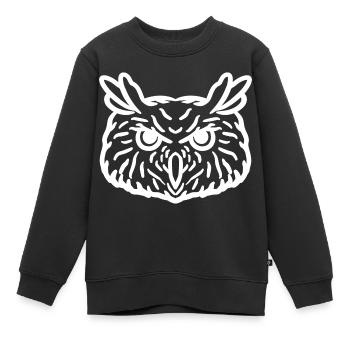 Eule weiß - Kinder Premium Organic Sweatshirt - Schwarz - Vorne - AI Model Kid Female (0cm)