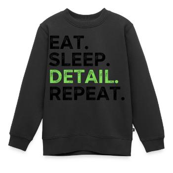 Essen Schlaf Detail Wiederholen - Kinder Premium Organic Sweatshirt - Schwarz - Vorne - AI Model Kid Female (0cm)