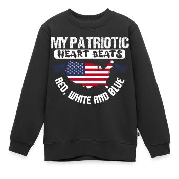 MON CŒUR PATRIOTIQUE BAT ROUGE, BLANC ET BLEU - Sweat Premium enfant bio - noir - Devant - AI Model Kid Female (0cm)