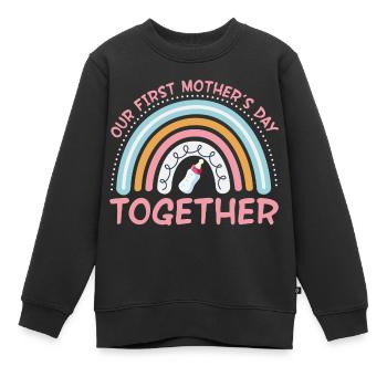 Notre première fête des mères Fête des mères Maman - Sweat Premium enfant bio - noir - Devant - AI Model Kid Female (0cm)