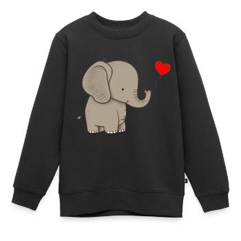 Elefant mit Herz Geschenk - Kinder Premium Organic Sweatshirt - Schwarz - Vorne - AI Model Kid Female (0cm)